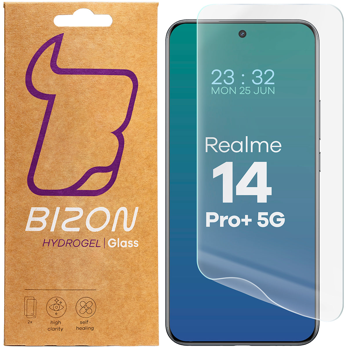 Hydrogel Folie für den Bildschirm für Realme 14 Pro Plus 5G, Bizon Film Hydrogel Front Duo, 2 Stück