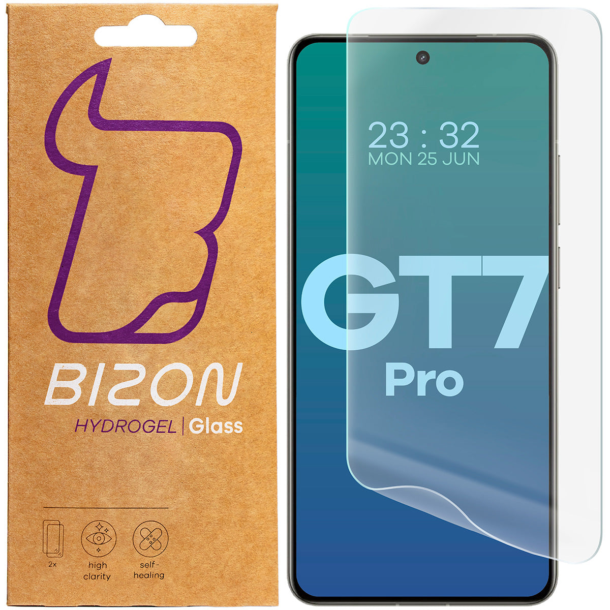 Hydrogel Folie für den Bildschirm für Realme GT 7 Pro, Bizon Film Hydrogel Front Duo, 2 Stück