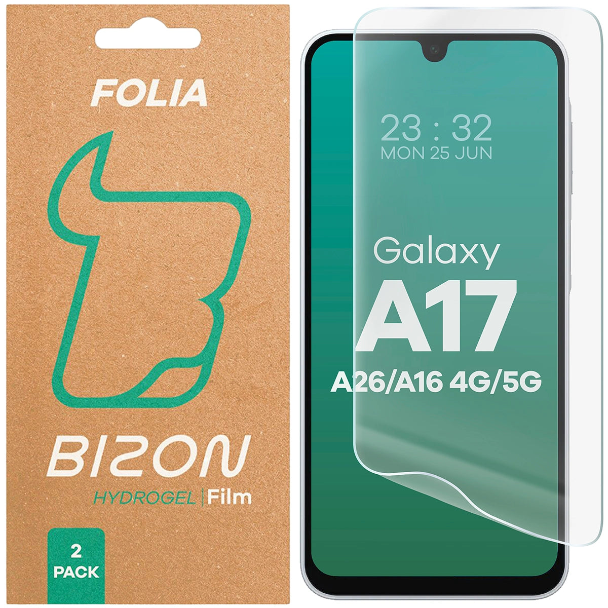 Hydrogel Folie für den Bildschirm für Galaxy A16 / A17 5G / A26 5G, Bizon Film Hydrogel Front Duo, 2 Stück
