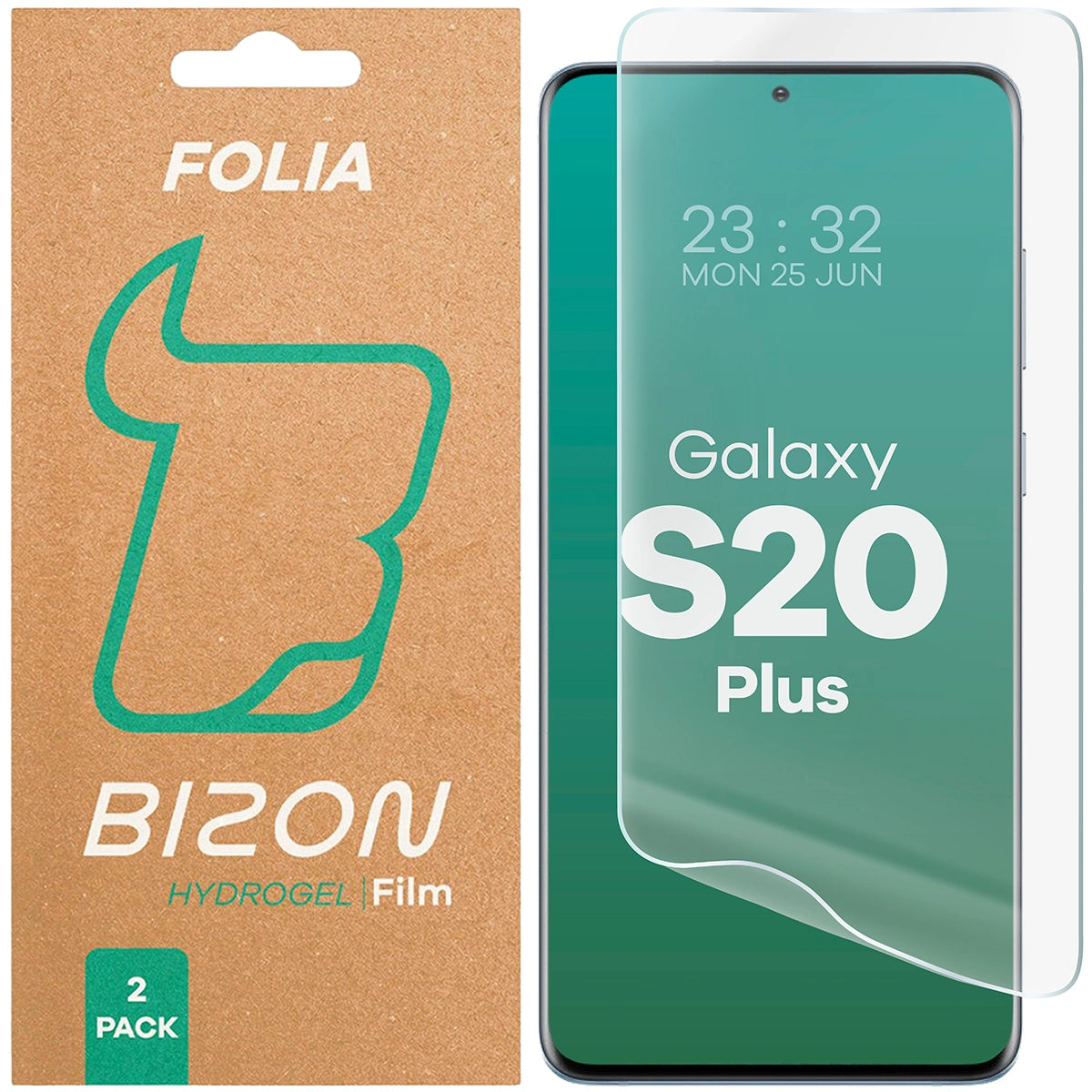 Hydrogel Folie für den Bildschirm Bizon Film Hydrogel Front Duo für Galaxy S20 Plus, 2 Stück