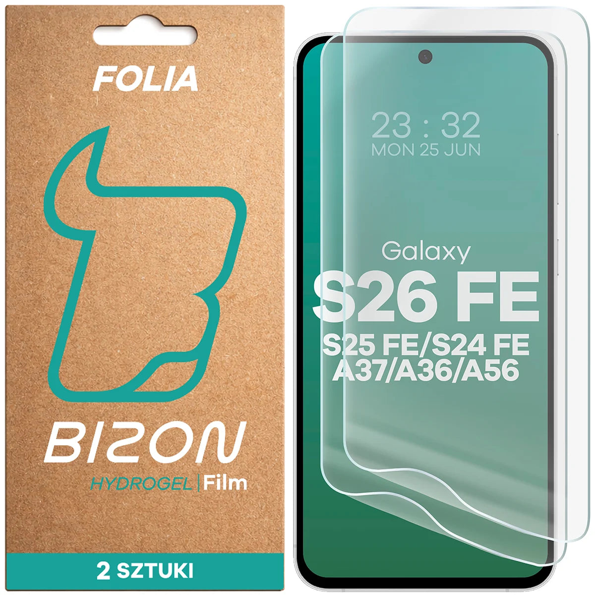 Hydrogel Folie für den Bildschirm für Galaxy S26 FE / S25 FE / S24 FE / A37 5G / A36 5G / A56 5G, Bizon Film Hydrogel Front Duo, 2 Stück