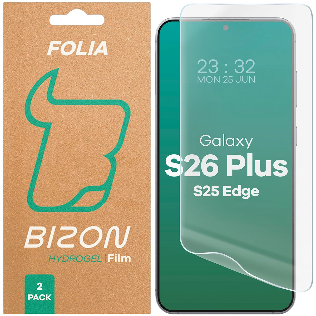 Hydrogel Folie für den Bildschirm für Galaxy S26 Plus / S25 Edge, Bizon Film Hydrogel Front Duo, 2 Stück