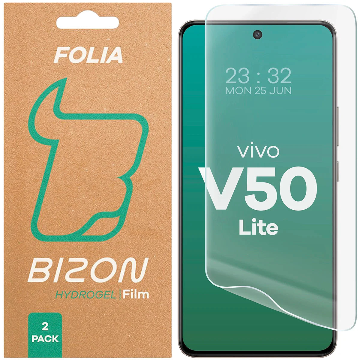 Hydrogel Folie für den Bildschirm für Vivo V50 Lite 4G / 5G, Bizon Film Hydrogel Front Duo, 2 Stück