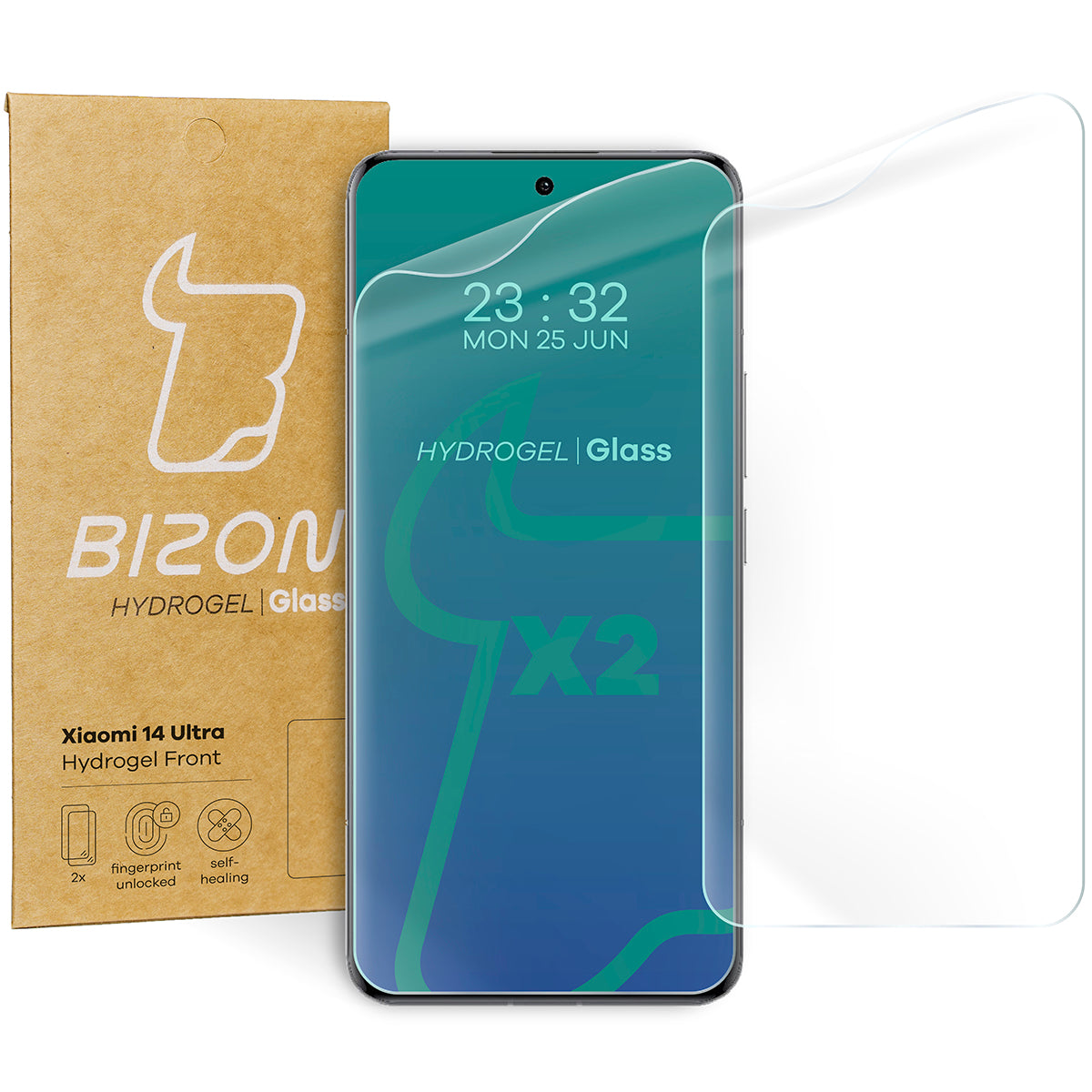 Hydrogel Folie für den Bildschirm für Xiaomi 14 Ultra, Bizon Film Hydrogel Front Duo, 2 Stück