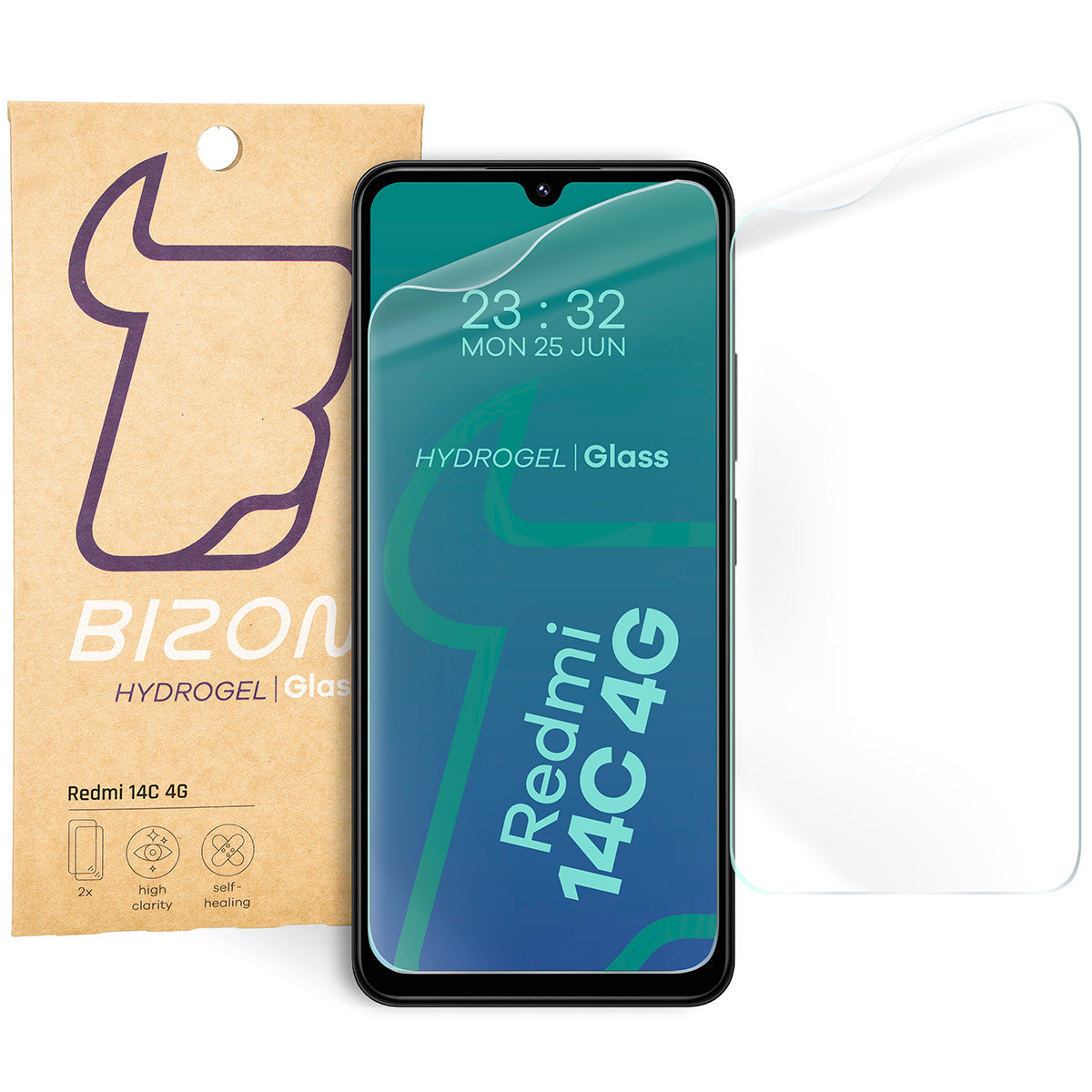 Hydrogel Folie für den Bildschirm für Xiaomi Redmi 14C 4G / POCO C75, Bizon Film Hydrogel Front Duo, 2 Stück