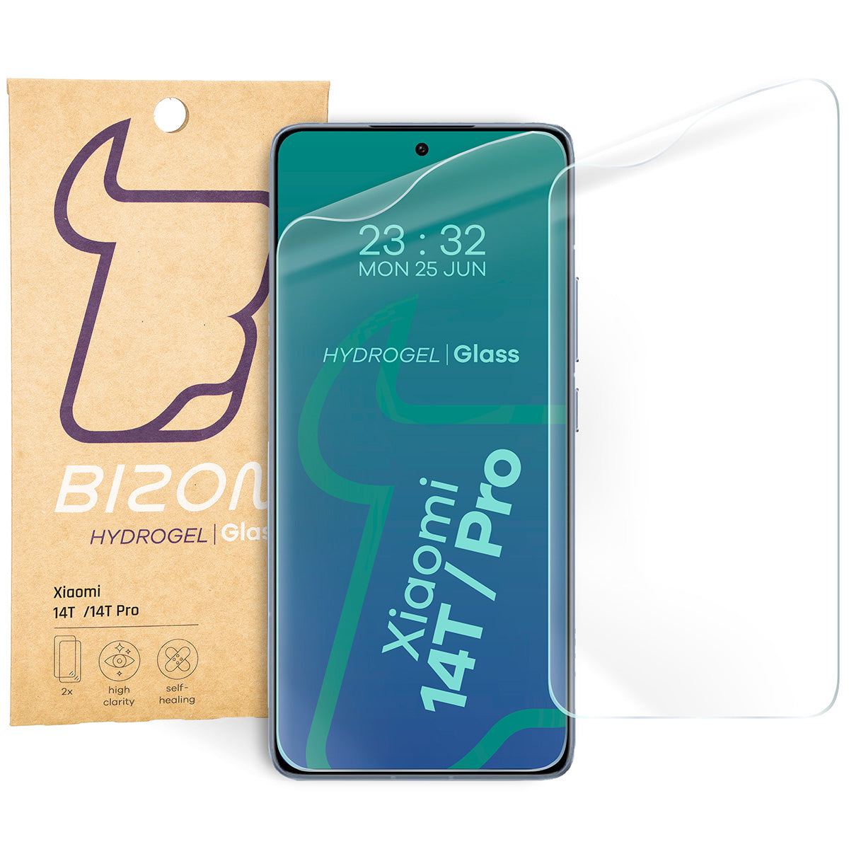 Hydrogel Folie für den Bildschirm für Xiaomi 14T/14T Pro, Bizon Film Hydrogel Front Duo, 2 Stück