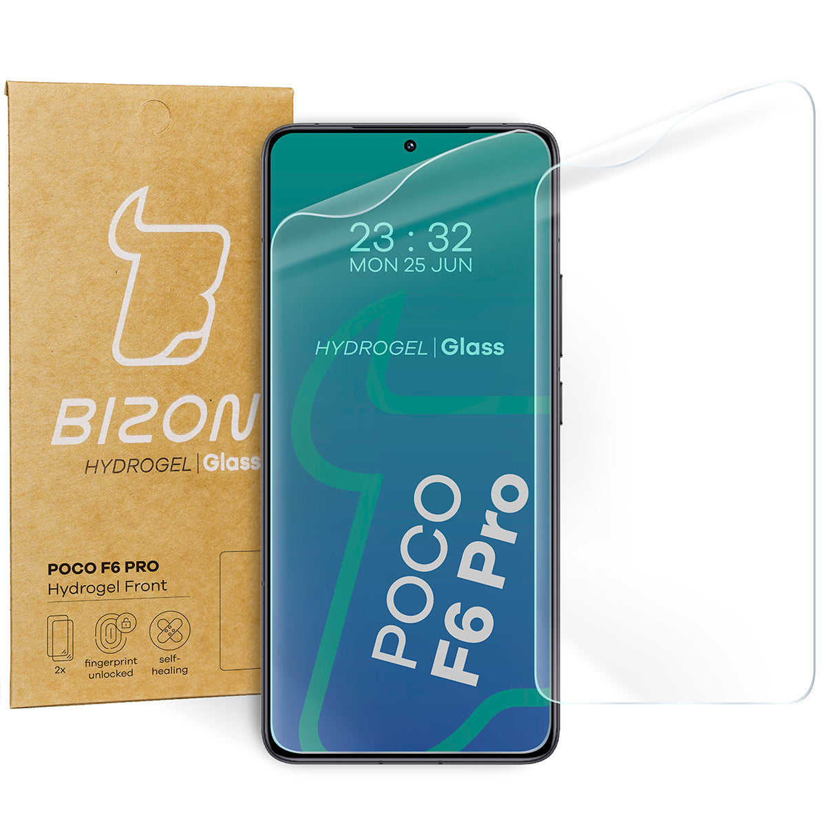 Hydrogel Folie für den Bildschirm für Xiaomi Poco F6 Pro, Bizon Film Hydrogel Front Duo, 2 Stück
