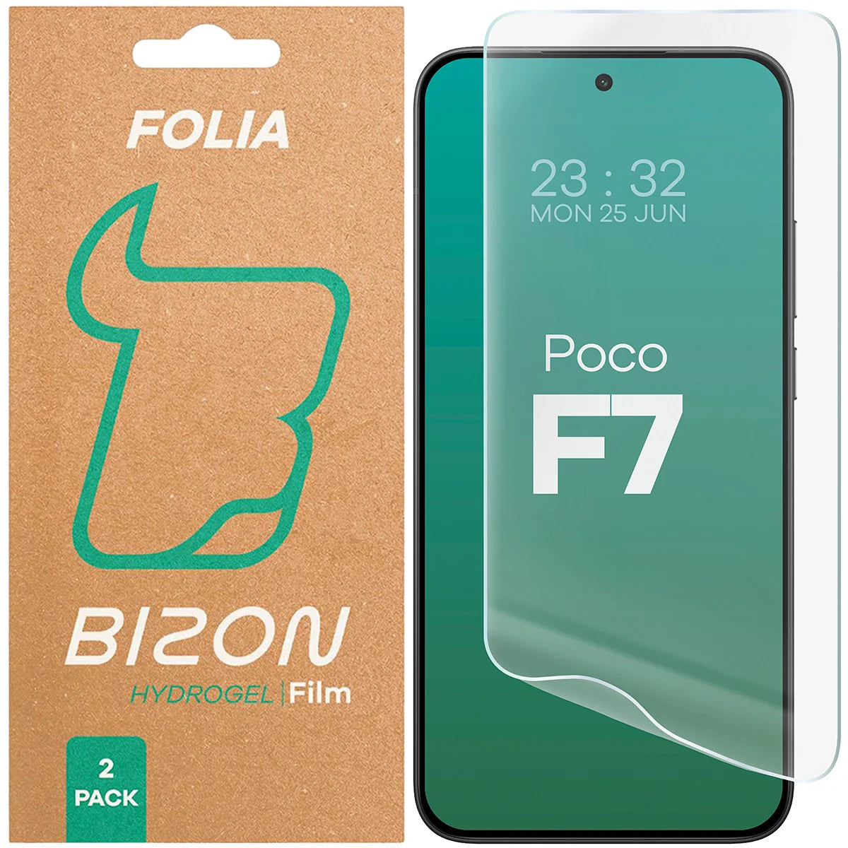 Hydrogel Folie für den Bildschirm für Xiaomi POCO F7, Bizon Film Hydrogel Front Duo, 2 Stück