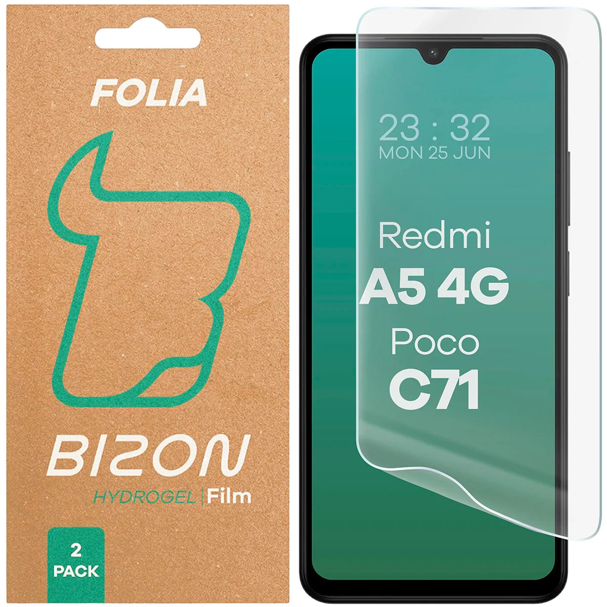 Hydrogel Folie für den Bildschirm für Xiaomi Redmi A5 4G / POCO C71 4G, Bizon Film Hydrogel Front Duo, 2 Stück