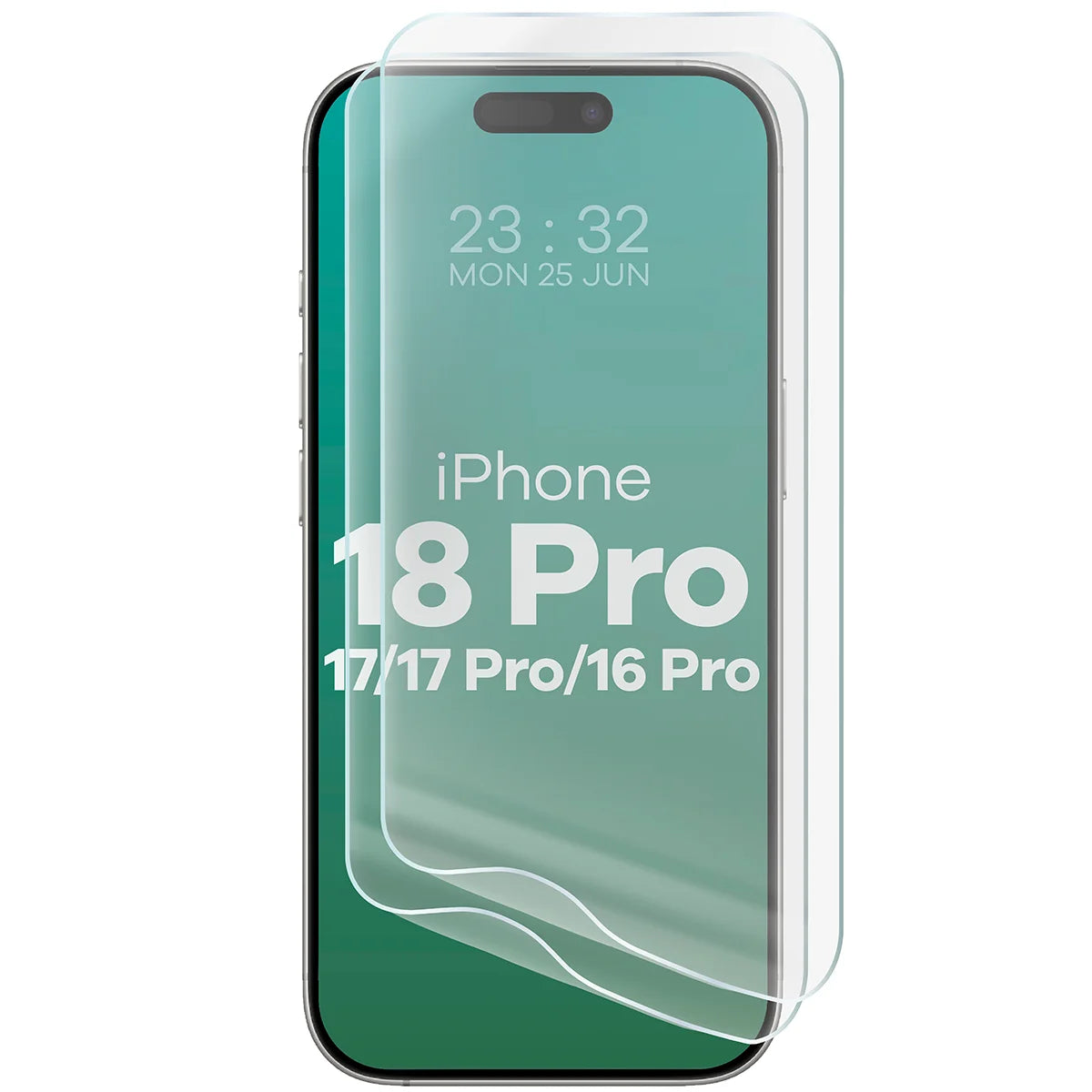 Hydrogel Folie für den Bildschirm für iPhone 18 Pro / 17 / 17 Pro / 16 Pro, Bizon Film Hydrogel Front Duo, 2 Stück