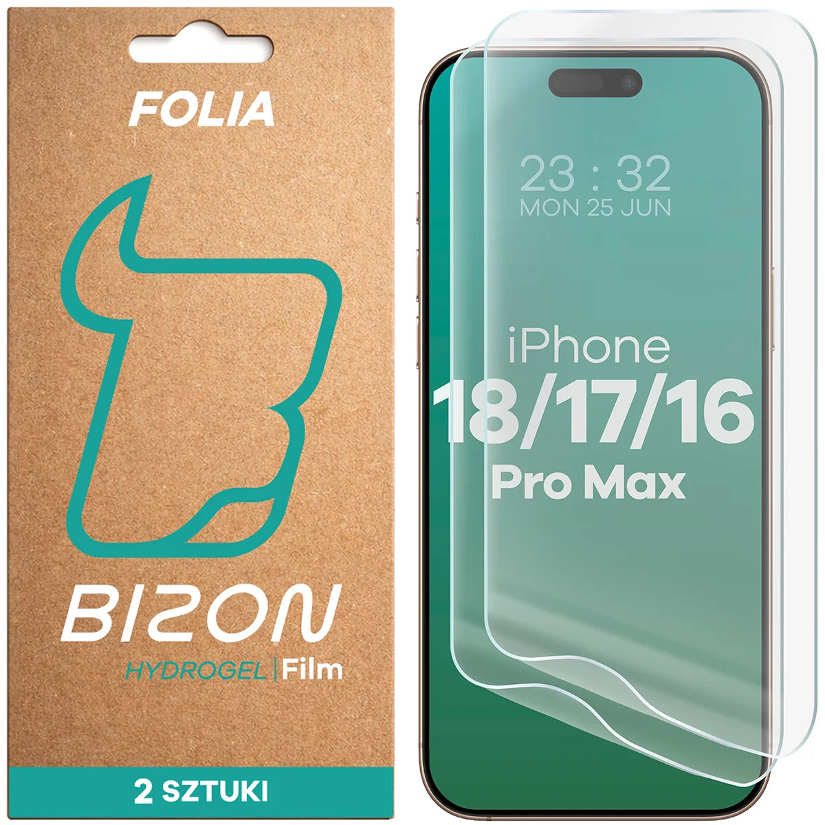 Hydrogel Folie für den Bildschirm für iPhone 18 Pro Max/17 Pro Max/16 Pro Max Bizon Film Hydrogel Front Duo, 2 Stück