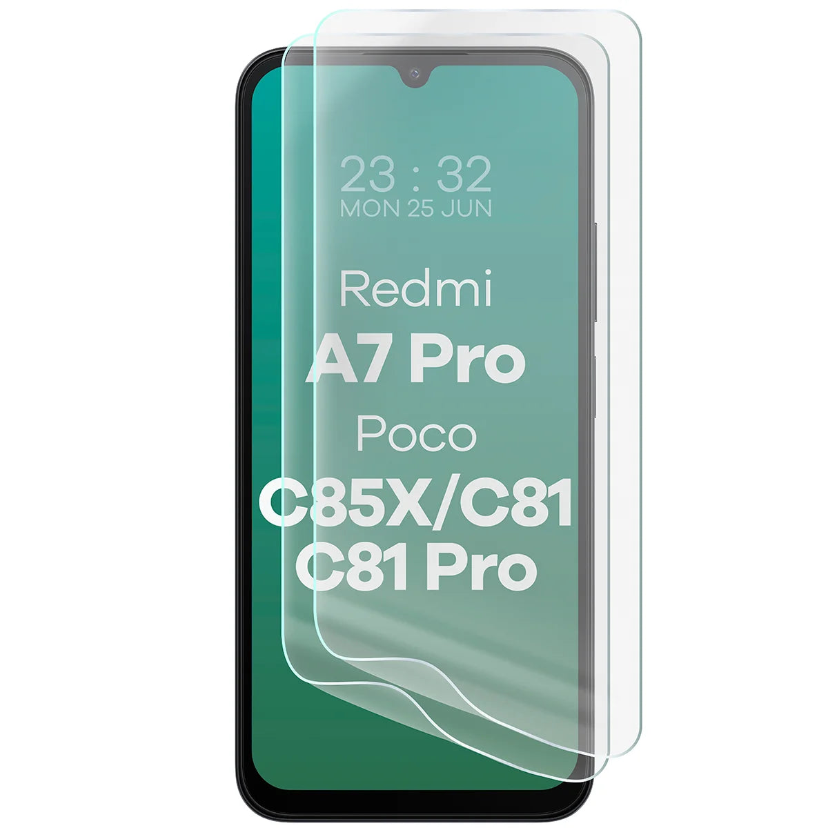 Hydrogel Folie für den Bildschirm für Xiaomi Redmi A7 Pro / POCO C85X / C81 / C81 Pro, Bizon Film Hydrogel Front Duo, 2 Stück