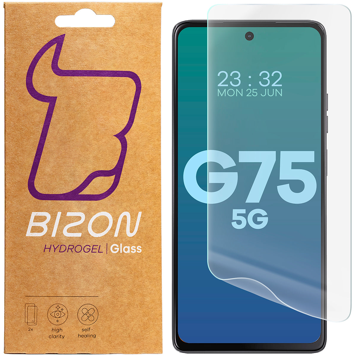 Hydrogel Folie für den Bildschirm für Motorola Moto G75 5G, Bizon Film Hydrogel Front Duo, 2 Stück