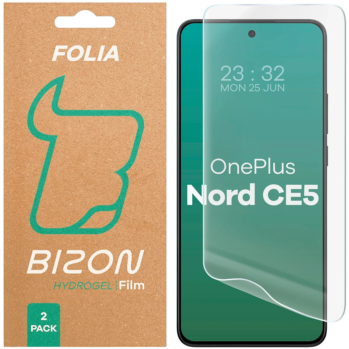 Hydrogel Folie für den Bildschirm für OnePlus Nord CE5 5G, Bizon Film Hydrogel Front Duo, 2 Stück