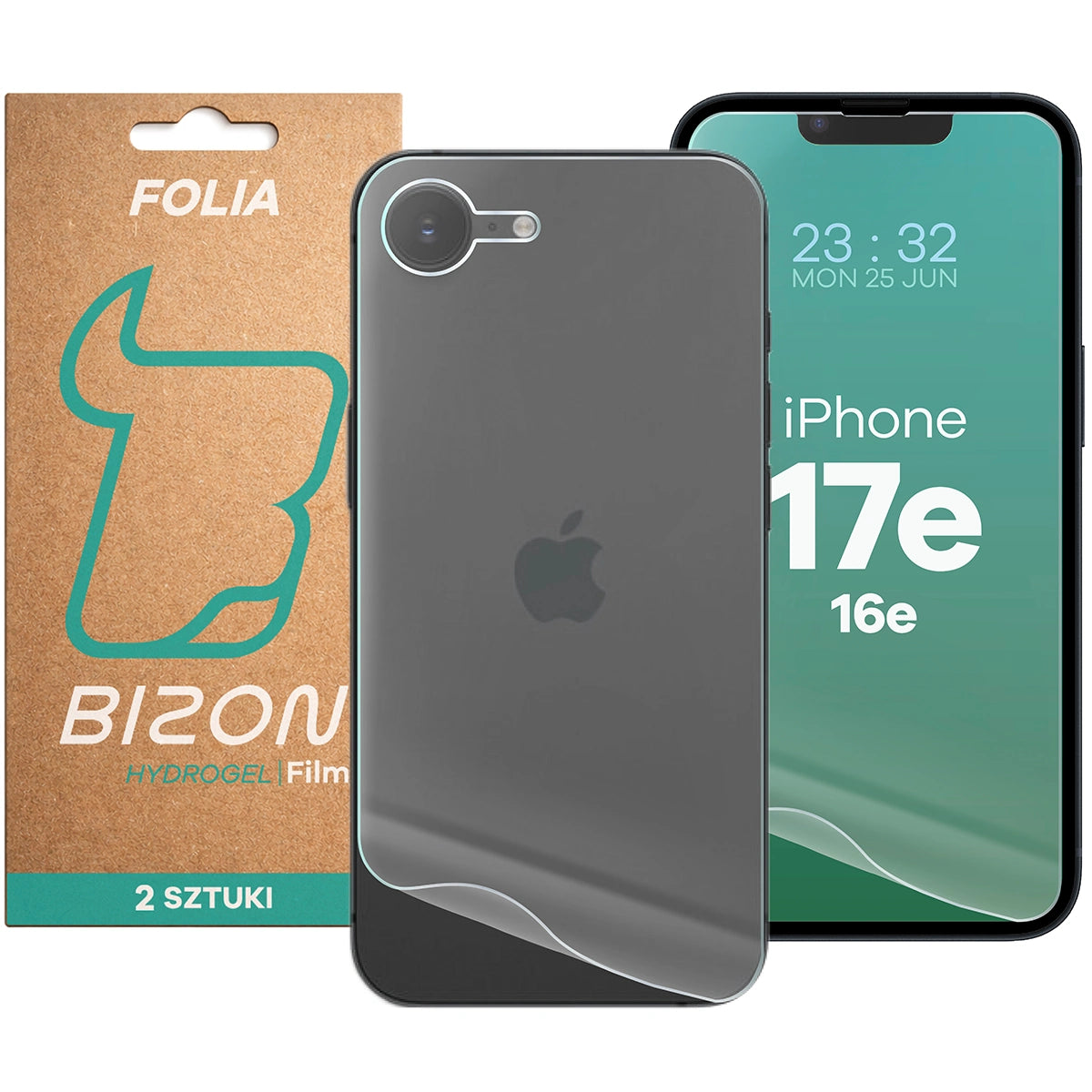 Hydrogel Folie für Display und Rückseite Bizon Film Hydrogel Pack für iPhone 17e / 16e, 2 Stück