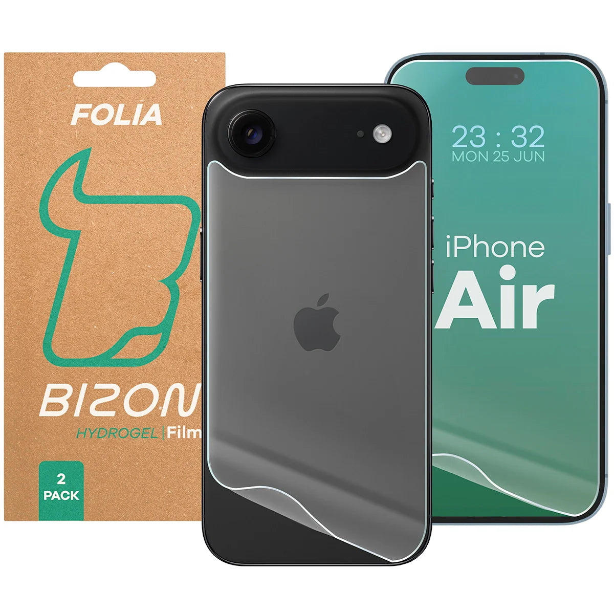 Hydrogel Folie für Display und Rückseite Bizon Film Hydrogel Pack für iPhone Air, 2 Stück