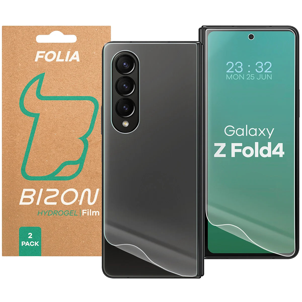 Hydrogel Folie für Display und Rückseite Bizon Film Hydrogel Pack für Galaxy Z Fold4, 2 Stück