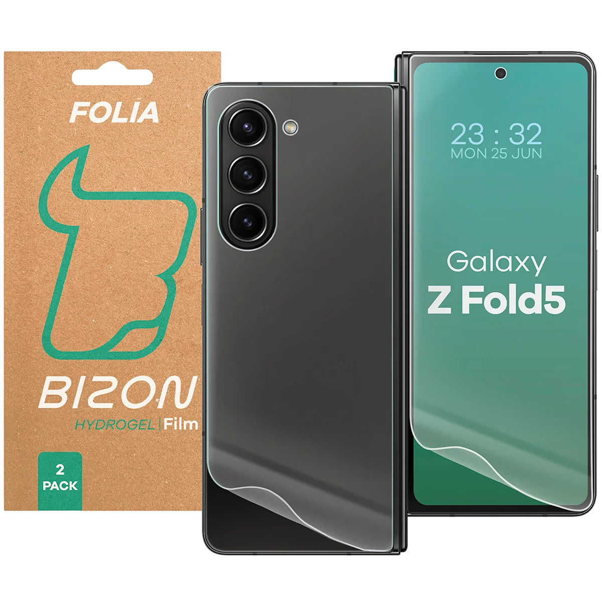 Hydrogel Folie für Display und Rückseite Bizon Film Hydrogel Pack für Galaxy Z Fold5, 2 Stück