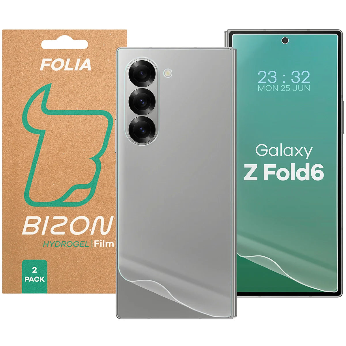 Hydrogel Folie für Display und Rückseite Bizon Film Hydrogel Pack für Galaxy Z Fold6, 2 Stück