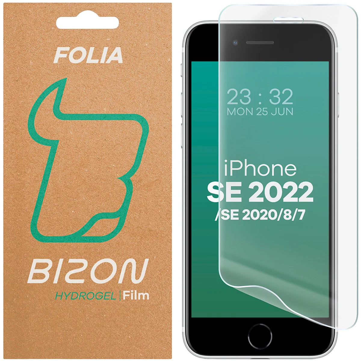 Hydrogel Folie für den Bildschirm für iPhone SE 2022 / 2020 / 8 / 7, Bizon Film Hydrogel Front, 1 Stück