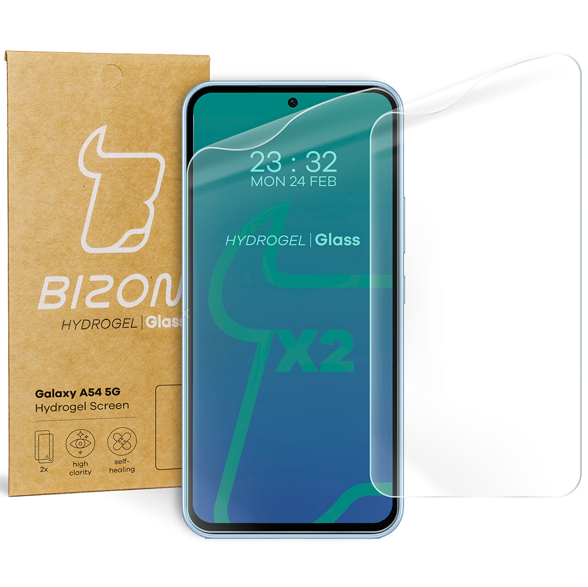 Hydrogel Folie für den Bildschirm Bizon Film Hydrogel Front Duo für Galaxy A54 5G, 2 Stück