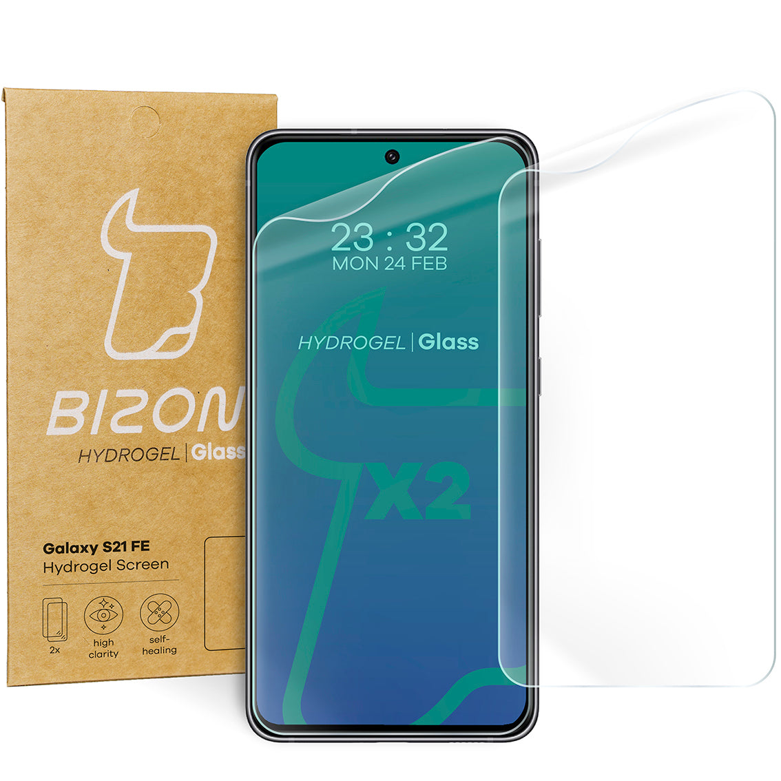 Hydrogel Folie für den Bildschirm Bizon Film Hydrogel Front Duo für Galaxy S21 FE, 2 Stück