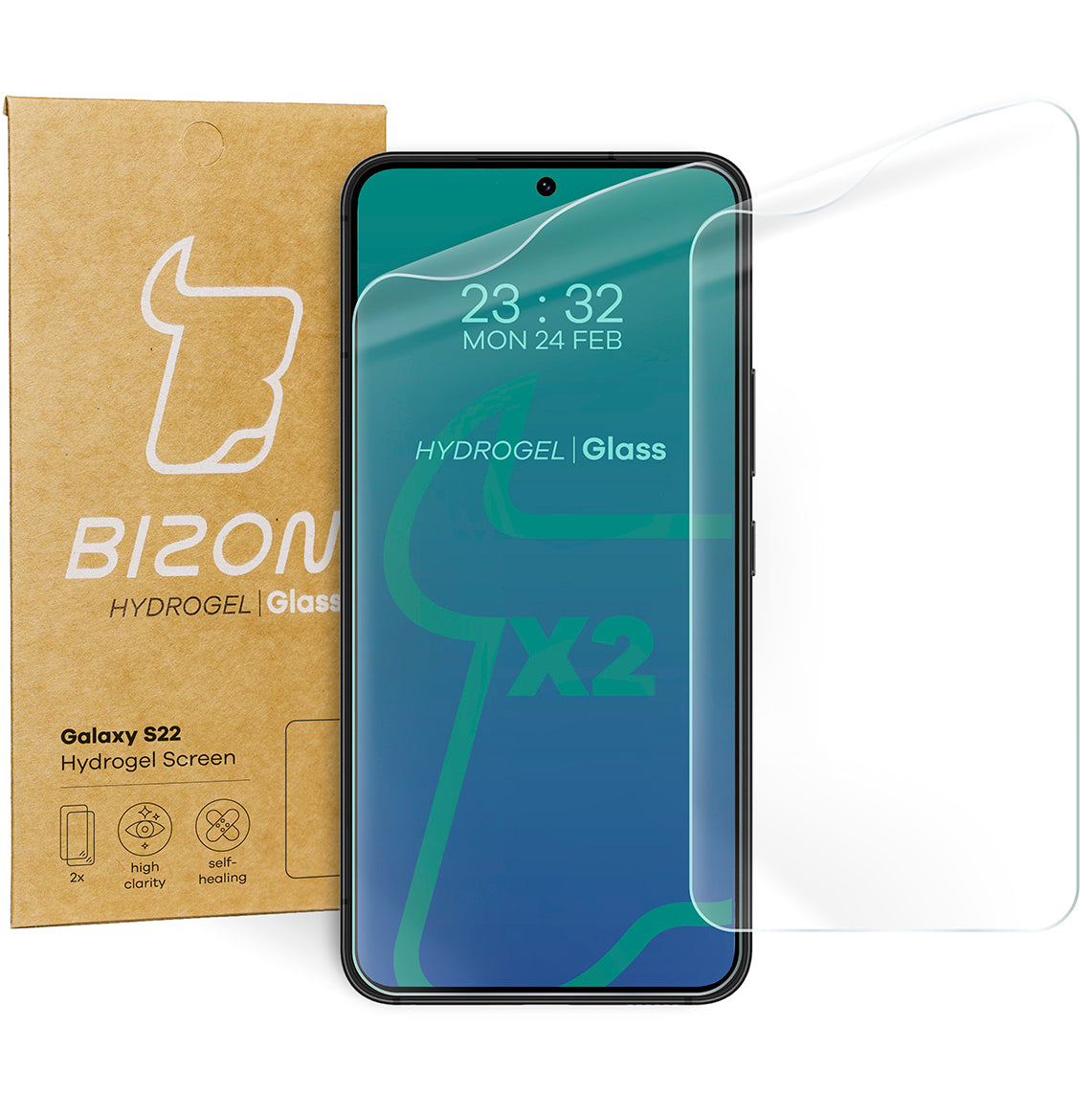 Hydrogel Folie für den Bildschirm Bizon Film Hydrogel Front Duo für Galaxy S22, 2 Stück