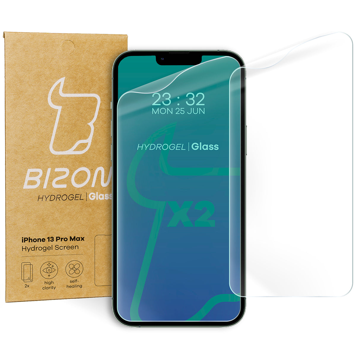 Hydrogel Folie für den Bildschirm Bizon Film Hydrogel Front Duo für iPhone 13 Pro Max, 2 Stück