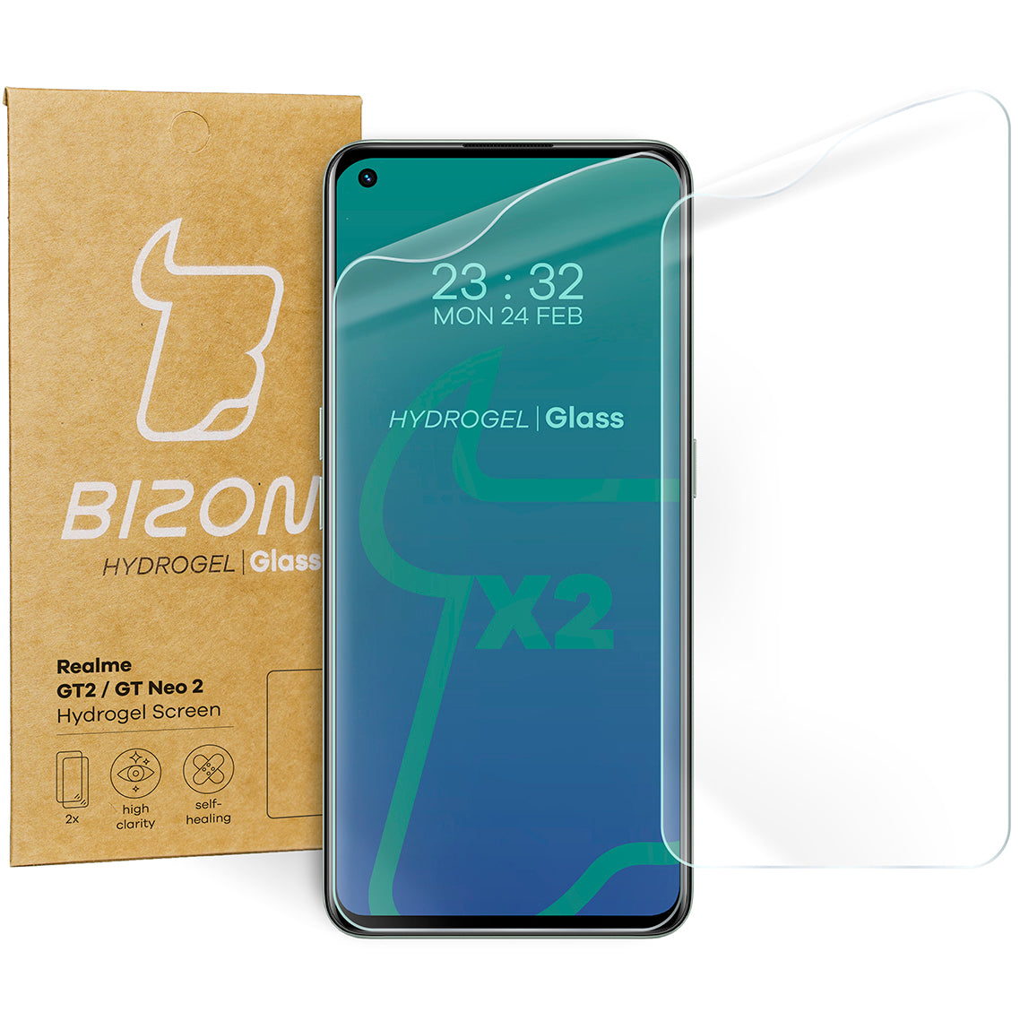 Hydrogel Folie für den Bildschirm Bizon Film Hydrogel Front Duo für Realme GT 2 / GT Neo 2 / Realme GT Neo 3T, 2 Stück