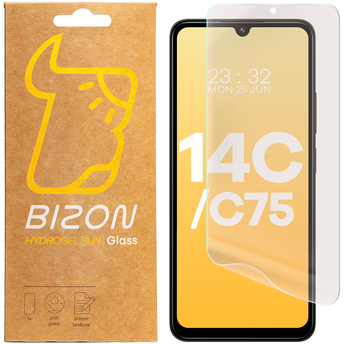 Matte Folie für Xiaomi Redmi 14C 4G / Poco C75, Bizon Film Sun Duo, 2 Stück
