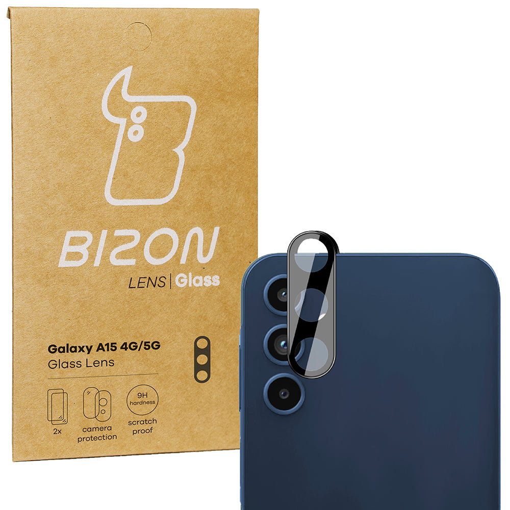 Gehärtetes Glas für die Kamera für Galaxy A15 4G/5G, Bizon Glass Silk Lens, 2 Stück