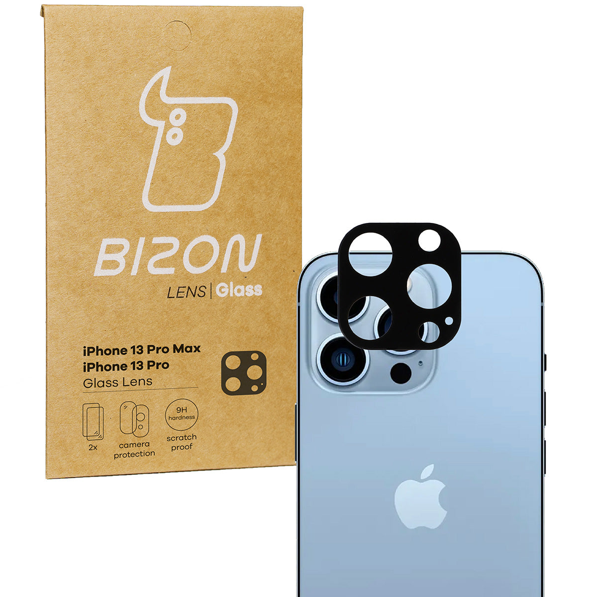 Gehärtetes Glas für die Kamera Bizon Glass Silk Lens für iPhone 13 Pro / 13 Pro Max, 2 Stück
