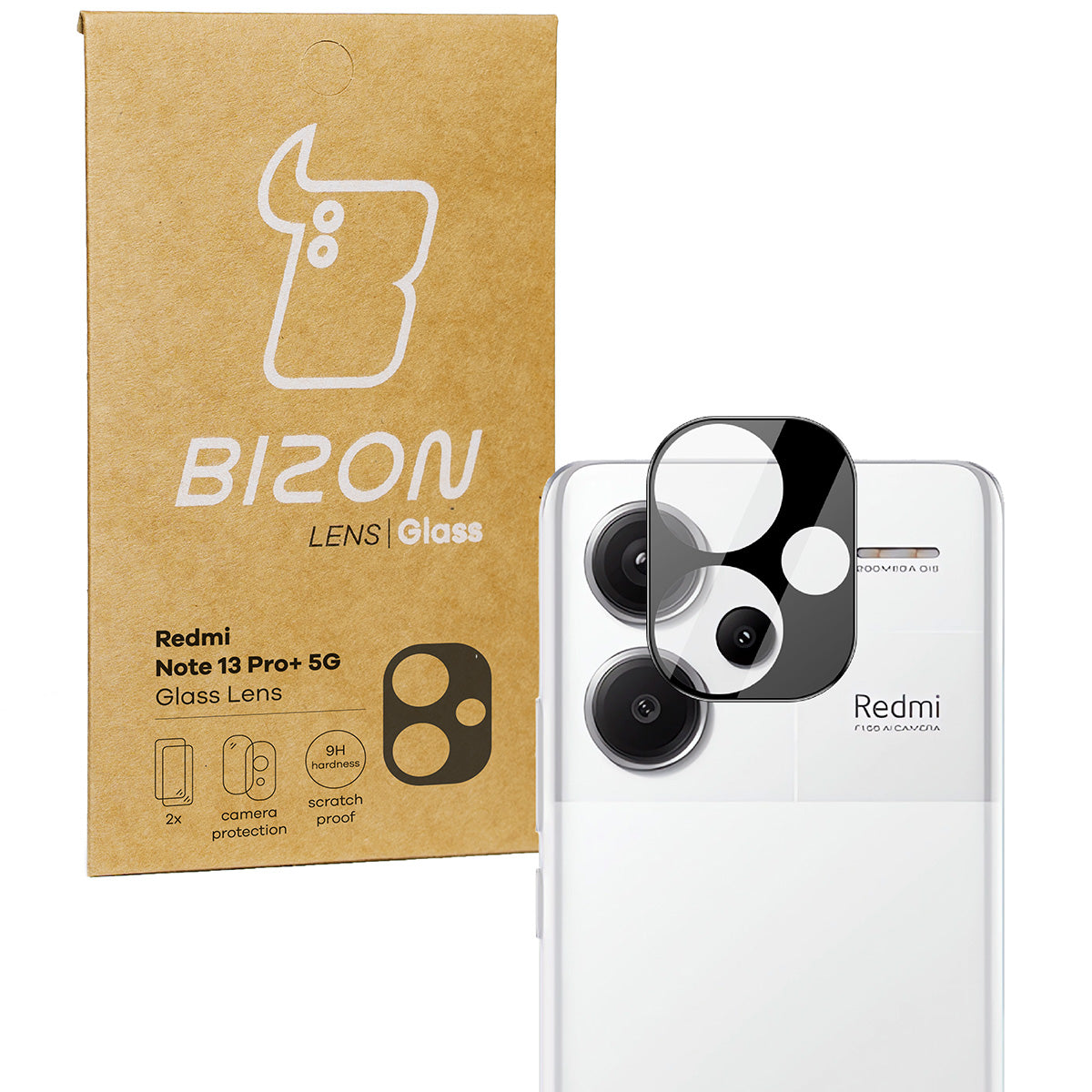 Gehärtetes Glas für die Kamera für Xiaomi Redmi Note 13 Pro Plus 5G, Bizon Glass Silk Lens, 2 Stück