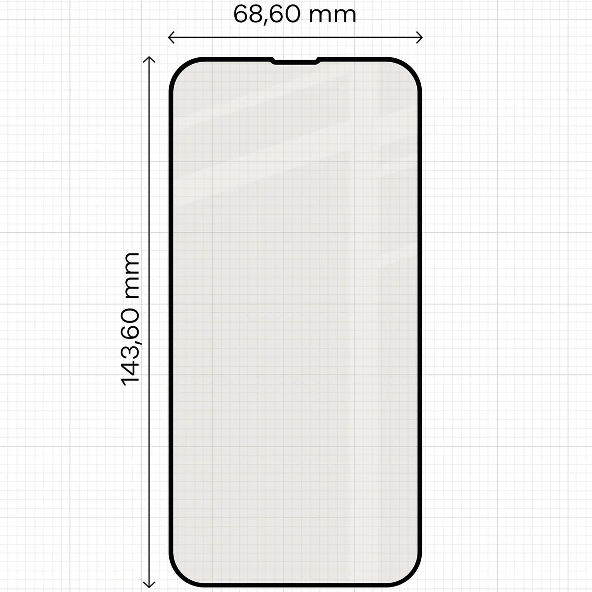 Mattes Hartglas für iPhone 17e / 16e / 14 / 13 Pro / 13, Bizon Glass Matte, Schwarzer Rahmen