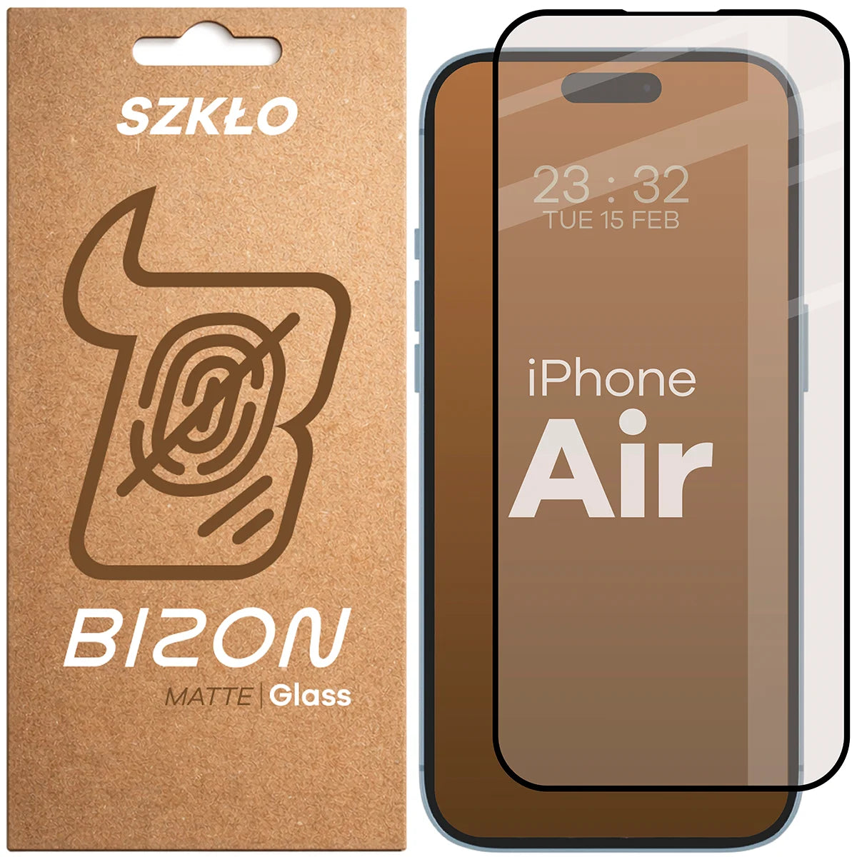 Mattes Hartglas für iPhone Air, Bizon Glass Matte, Schwarzer Rahmen