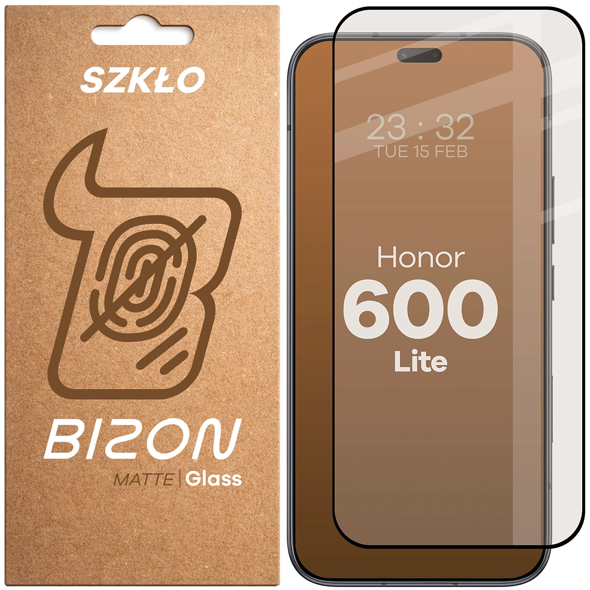 Mattes Hartglas für Honor 600 Lite 5G, Bizon Glass Matte, Schwarzer Rahmen