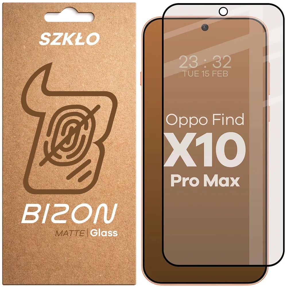 Mattes Hartglas für OPPO Find X10 Pro Max, Bizon Glass Matte, Schwarzer Rahmen (1/4)