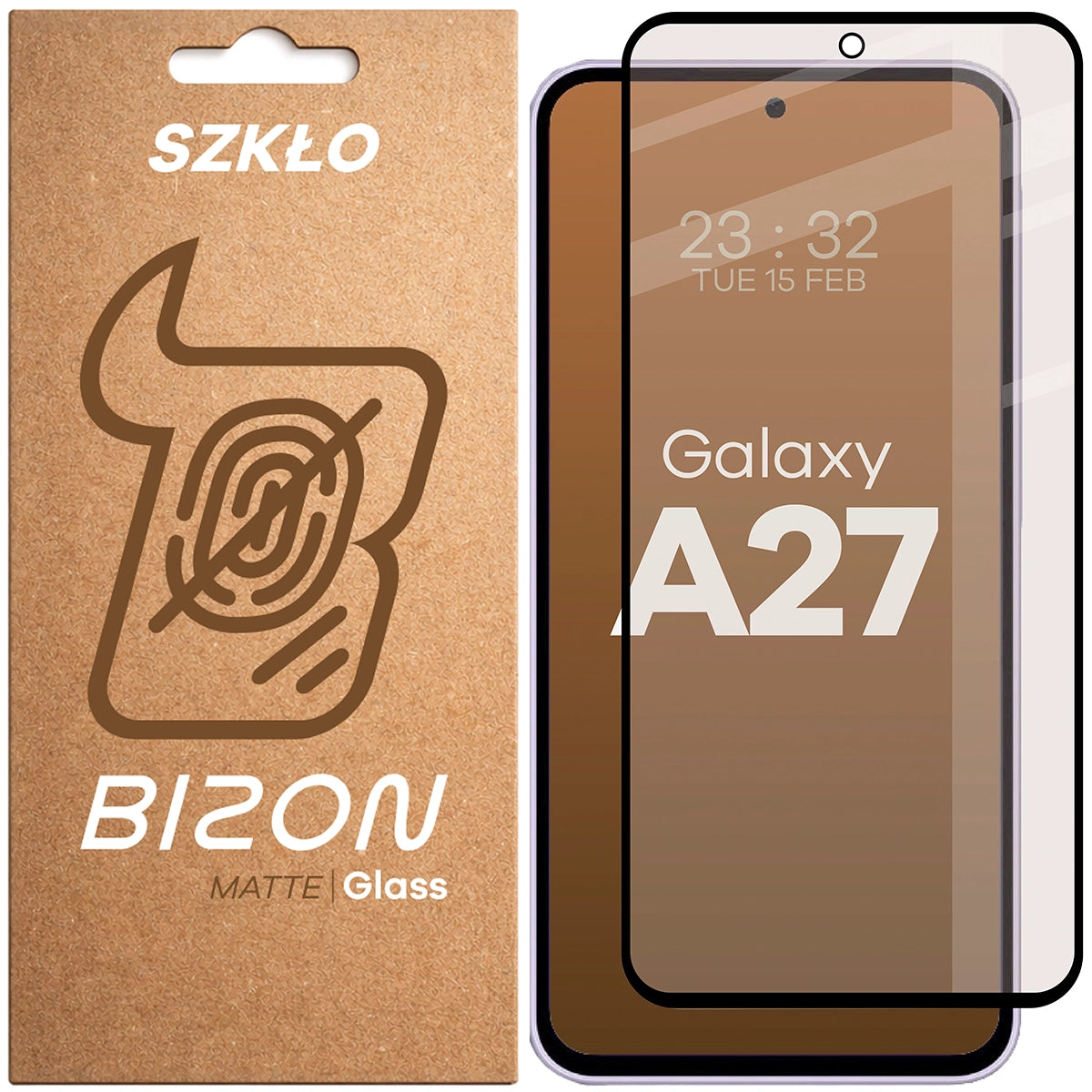Mattes Hartglas für Galaxy A27 5G, Bizon Glass Matte, Schwarzer Rahmen