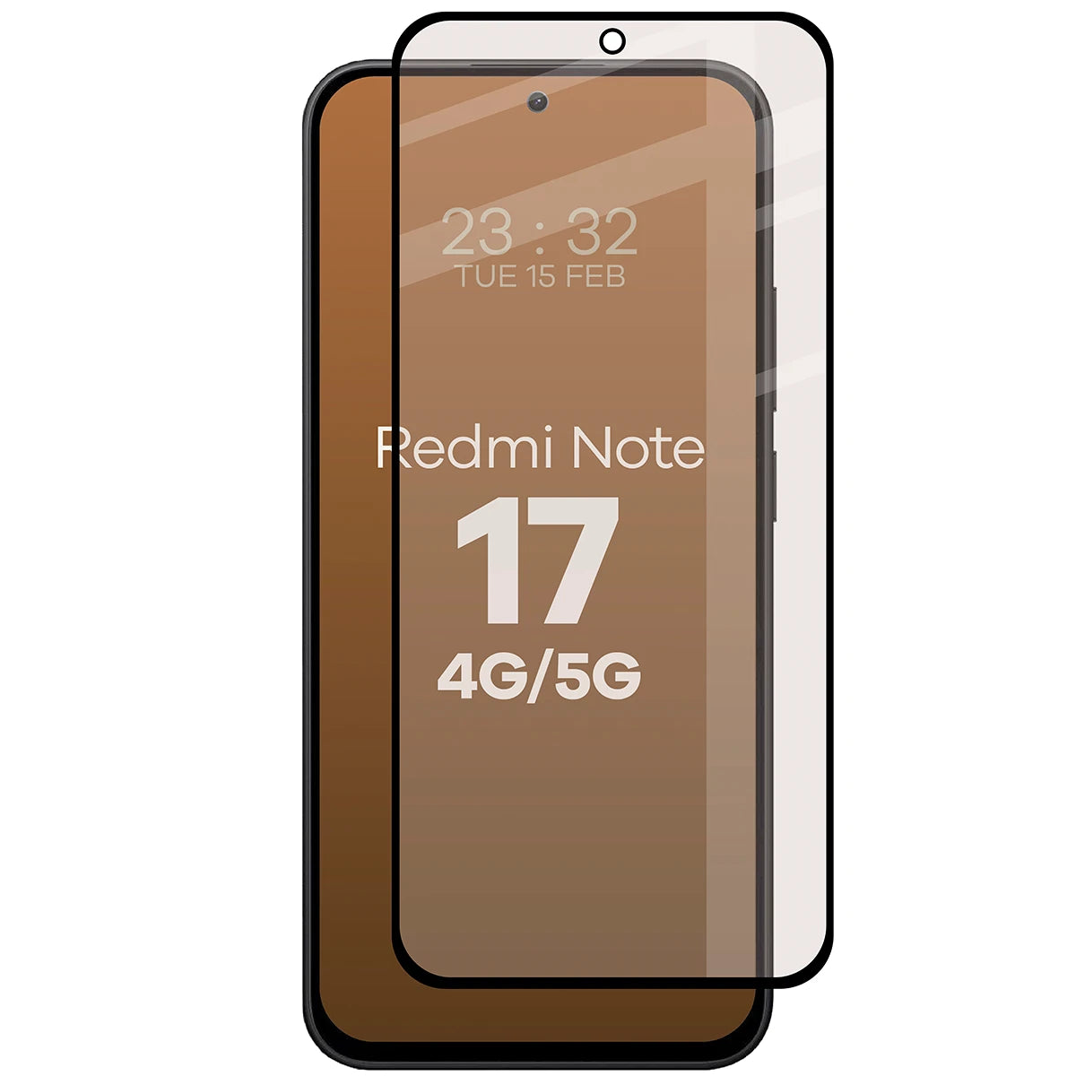 Mattes Hartglas für Xiaomi Redmi Note 17 4G/5G, Bizon Glass Matte, Schwarzer Rahmen (5/5)