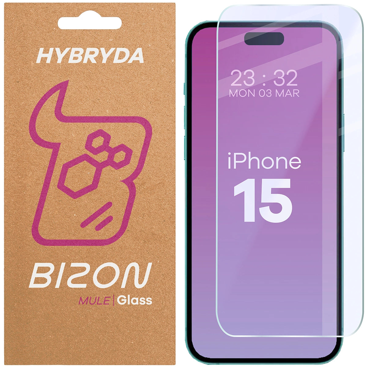 Flexibles Hybridglas für iPhone 15, Bizon Hybrid Mule
