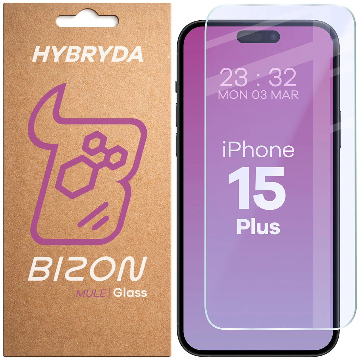 Flexibles Hybridglas für iPhone 15 Plus, Bizon Hybrid Mule