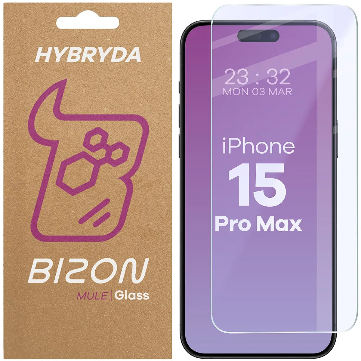 Flexibles Hybridglas für iPhone 15 Pro Max, Bizon Hybrid Mule