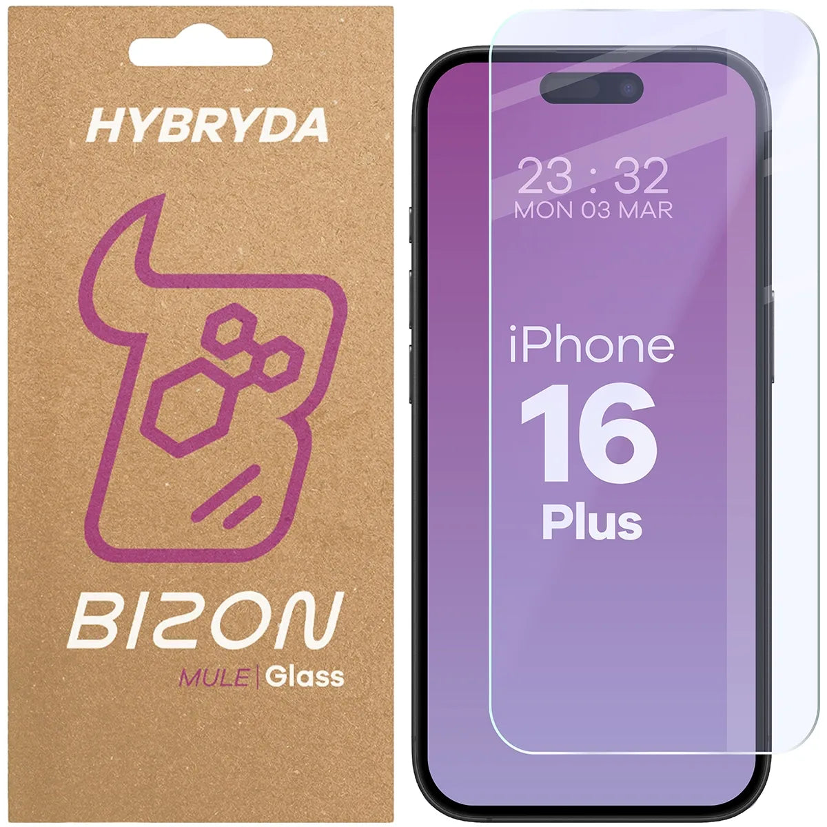 Flexibles Hybridglas für iPhone 16 Plus, Bizon Hybrid Mule