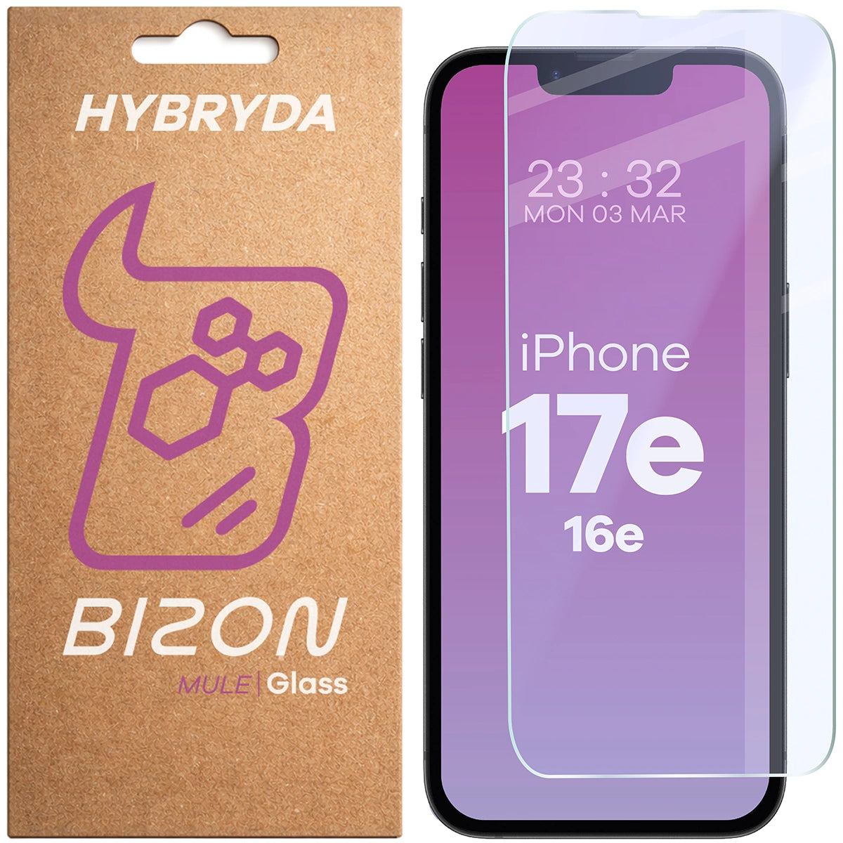 Flexibles Hybridglas für iPhone 17e / 16e, Bizon Hybrid Mule