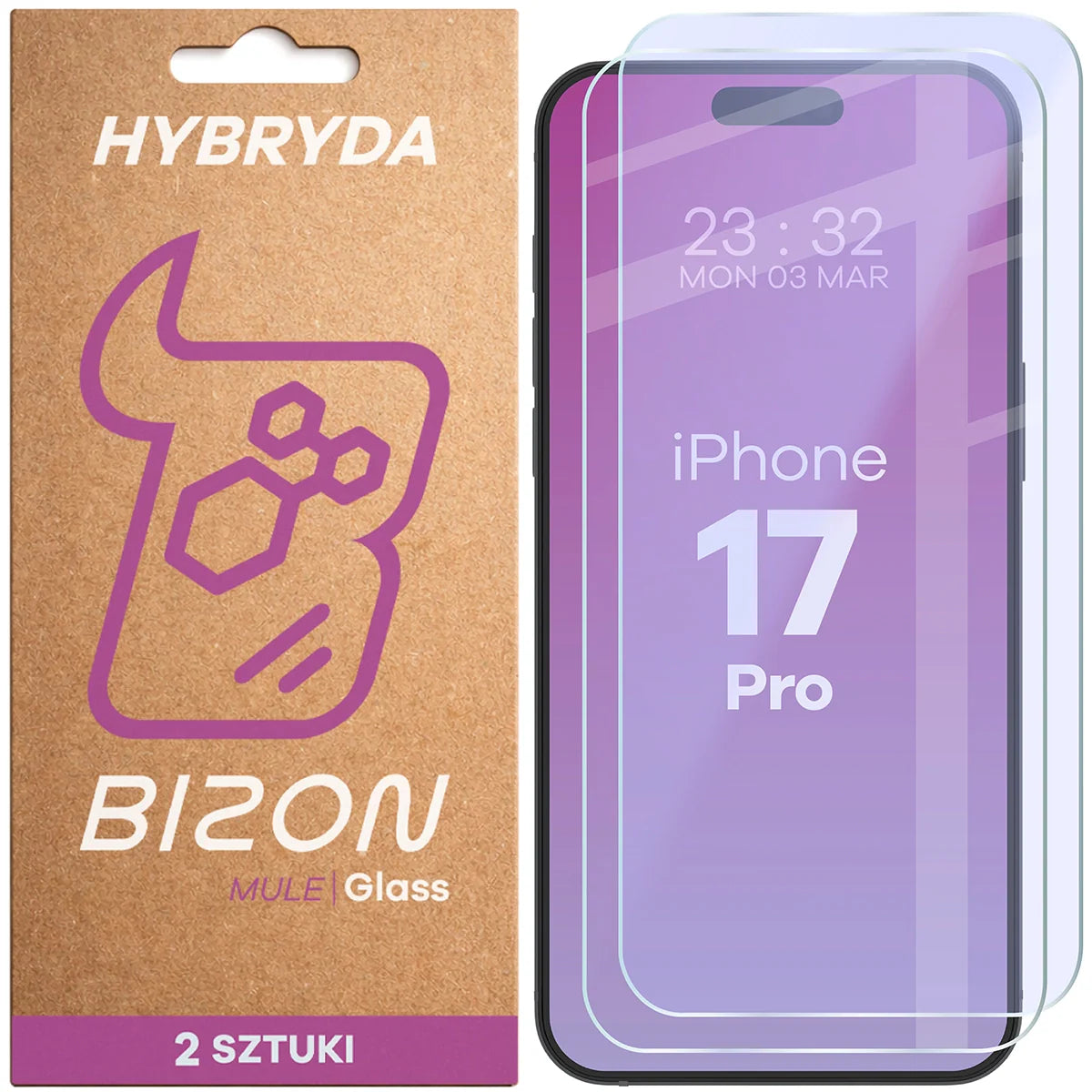Flexibles Hybridglas für iPhone 17 Pro, Bizon Hybrid Mule Duo, 2 Stück