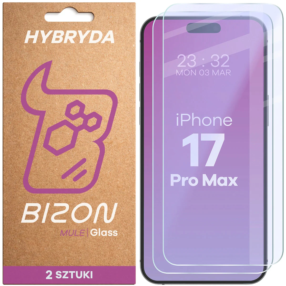 Flexibles Hybridglas für iPhone 17 Pro Max, Bizon Hybrid Mule Duo, 2 Stück