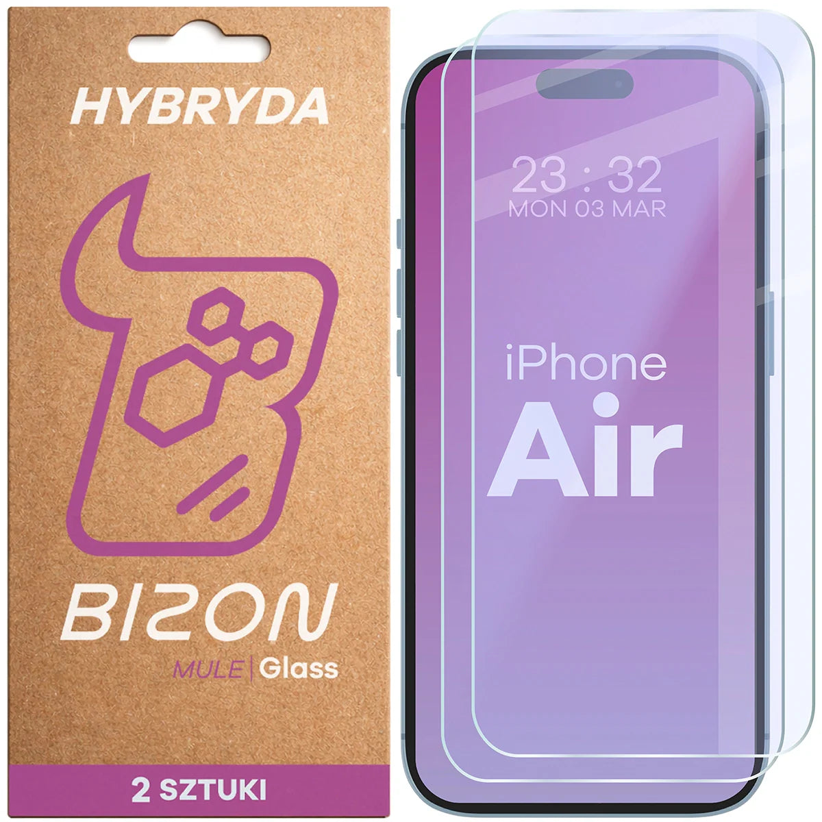 Flexibles Hybridglas für iPhone Air, Bizon Hybrid Mule Duo, 2 Stück