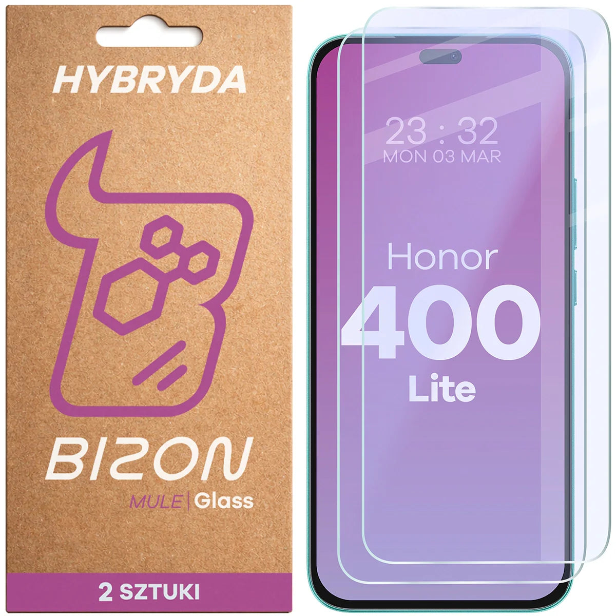 Flexibles Hybridglas für Honor 400 Lite, Bizon Hybrid Mule Duo, 2 Stück