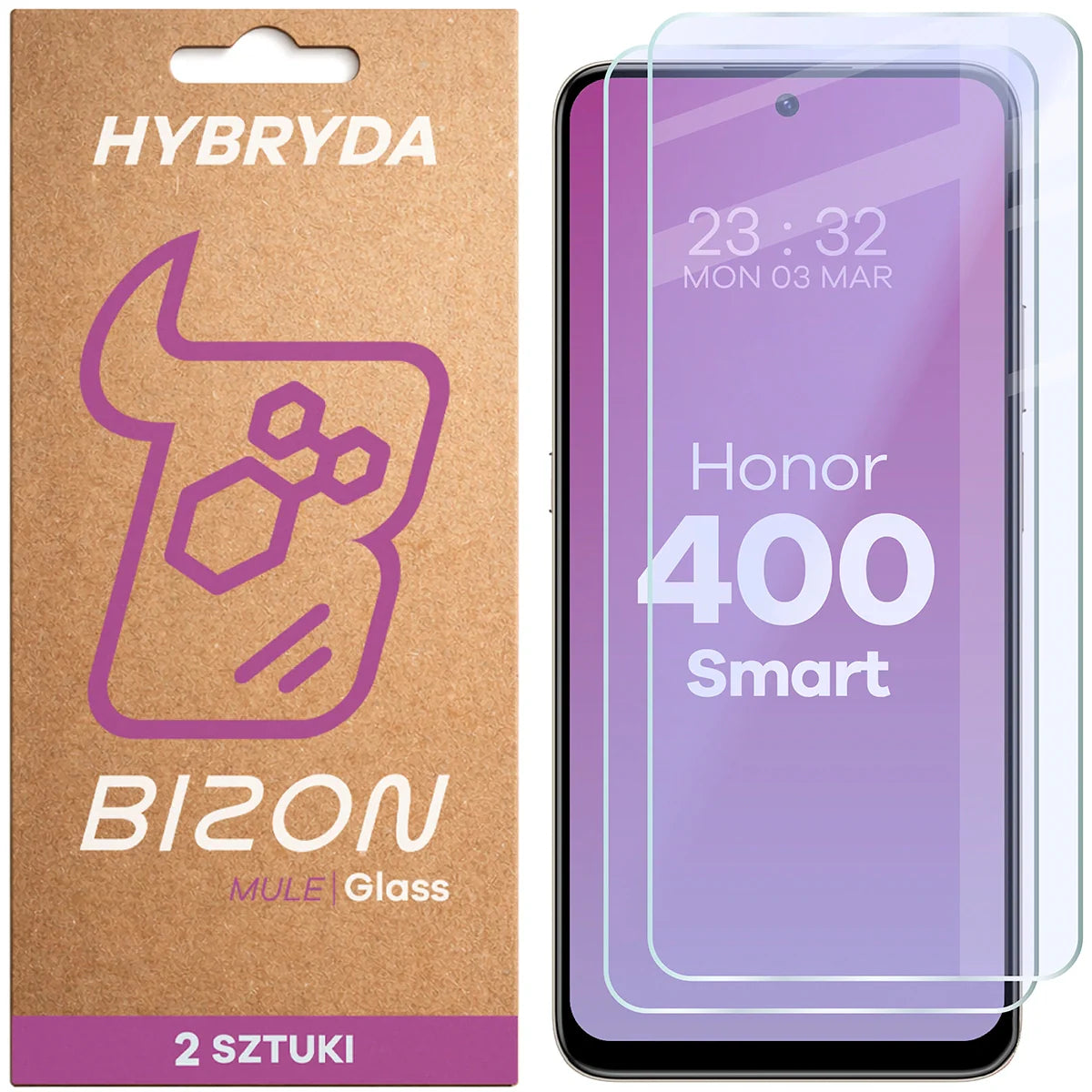 Flexibles Hybridglas für Honor 400 Smart, Bizon Hybrid Mule Duo, 2 Stück