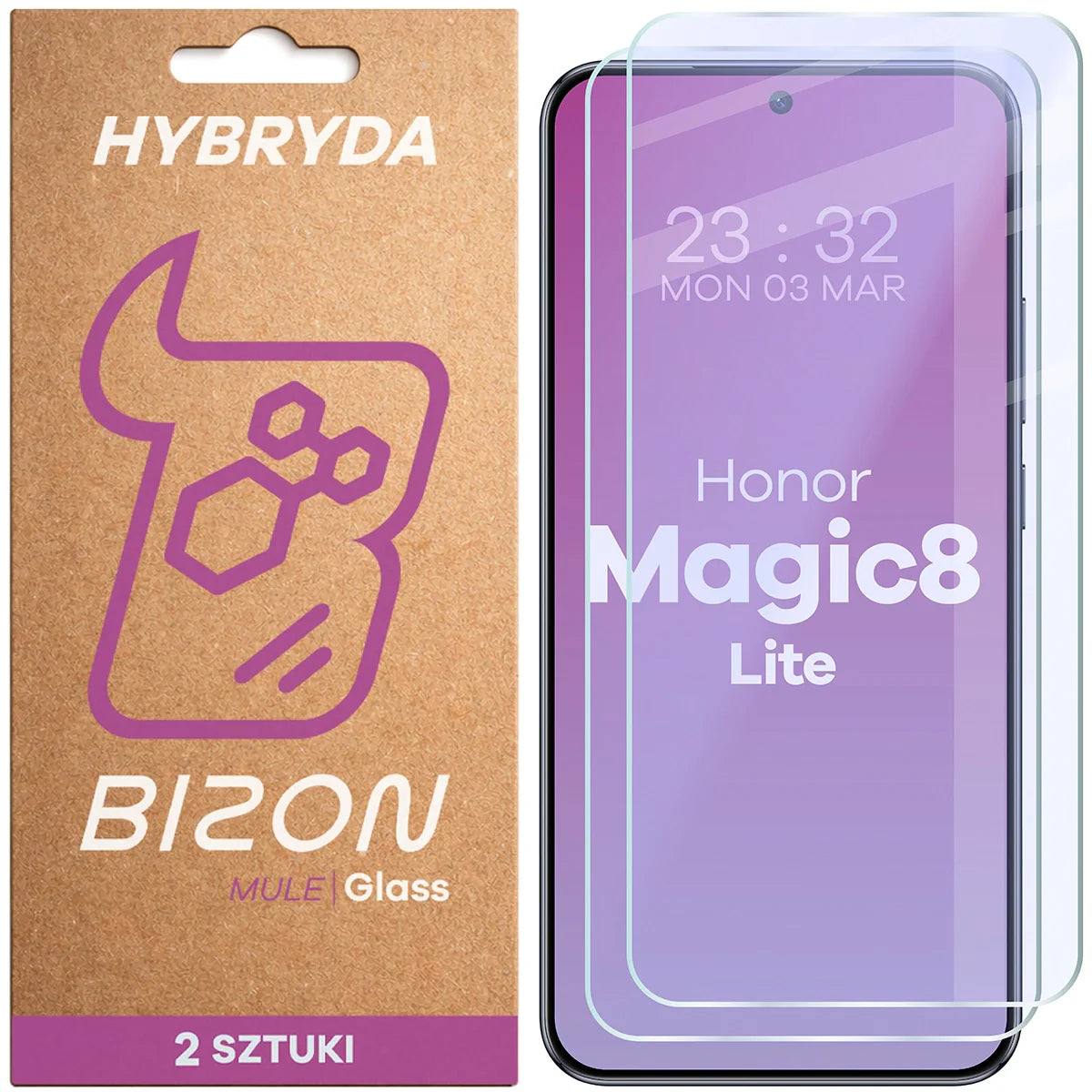 Flexibles Hybridglas für Honor Magic8 Lite, Bizon Hybrid Mule Duo, 2 Stück